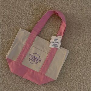 Trader Joe's Viral Pink and Cream Canvas Tote